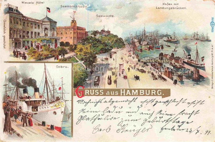 74010288 HAMBURG Hotel Seemannshaus Seewarte Hafen Landungsbruecken Cobro Dampfe