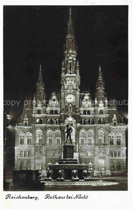 74020044 Reichenberg  LIBEREC Boehmen CZ Rathaus bei Nacht