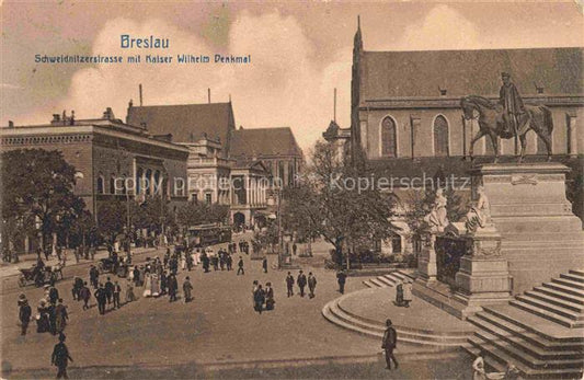 74020078 Breslau WROCLAW PL Schweidnitzerstrasse mit Kaiser Wilhelm Denkmal