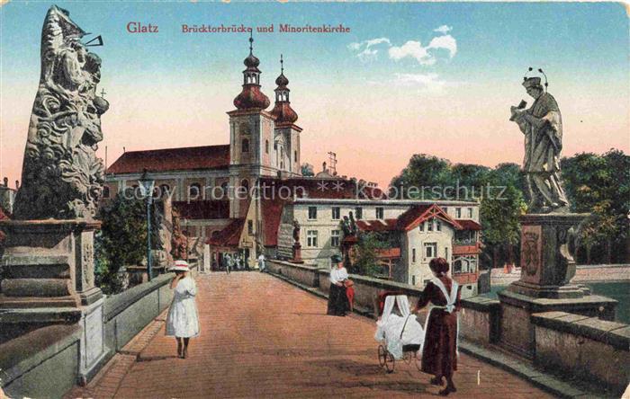 74020084 Glatz Klodzko Niederschlesien PL Bruecktorbruecke und Minoritenkirche