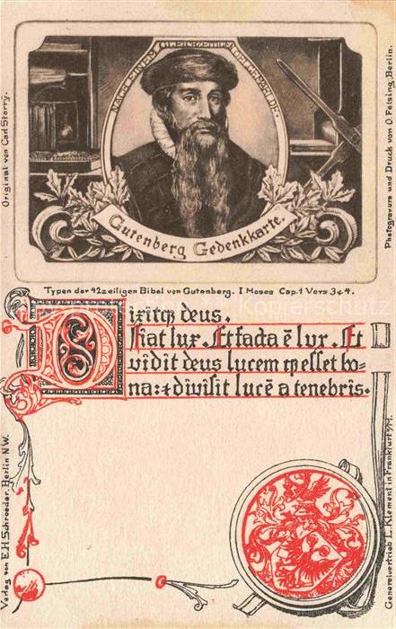 74017451 Gutenberg Johannes Buchdruck Gedenkkarte