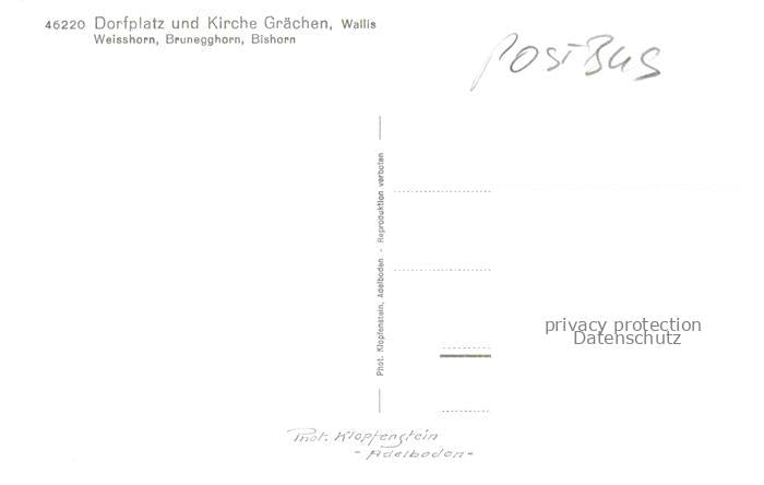 74017457 Postbus Postauto Omnibus Dorfplatz Kirche Graechen Wallis Weisshorn Bru