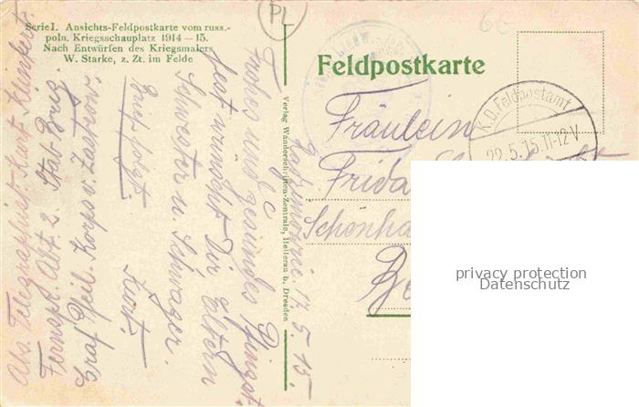 74018746 Kuenstlerkarte W. Starke Feldpostkarte russ. poln. Kriegsschauplatz Qua