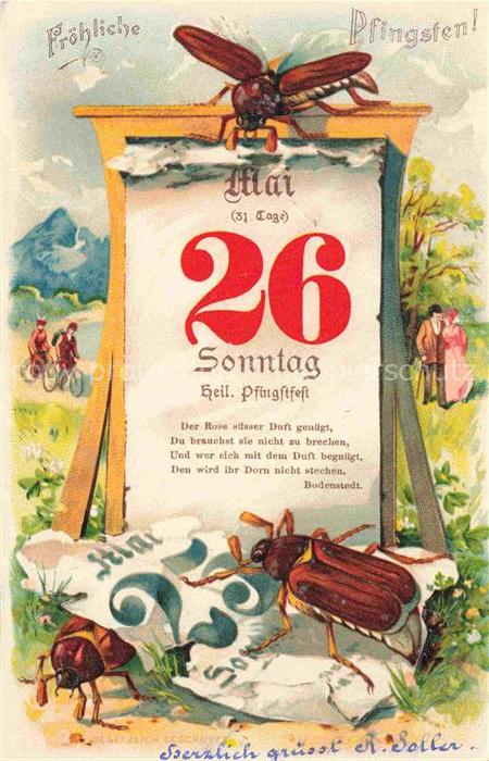 74017485 Pfingsten Pentecost Pentecote-- Mai 26 Kalender Maikaefer