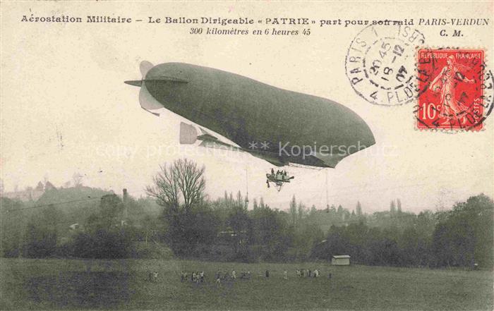 74017508 Zeppelin-- Aerostation Militaive Drigeable Patrie Paris Verdun