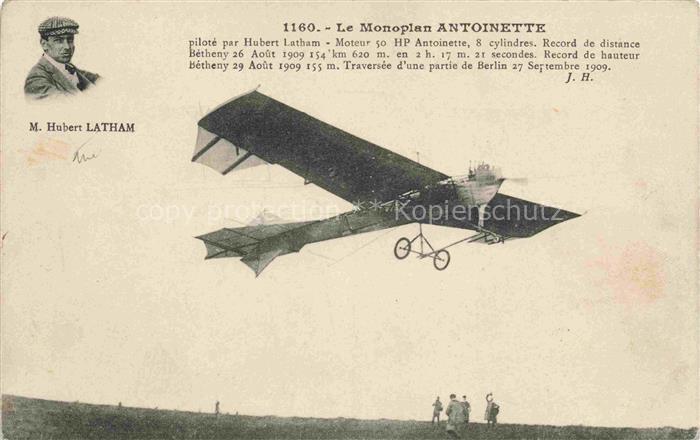 74017511 Latham Hubert Flugpionier Aviatik Le MonoplanAntoinette M. Hubert Latha