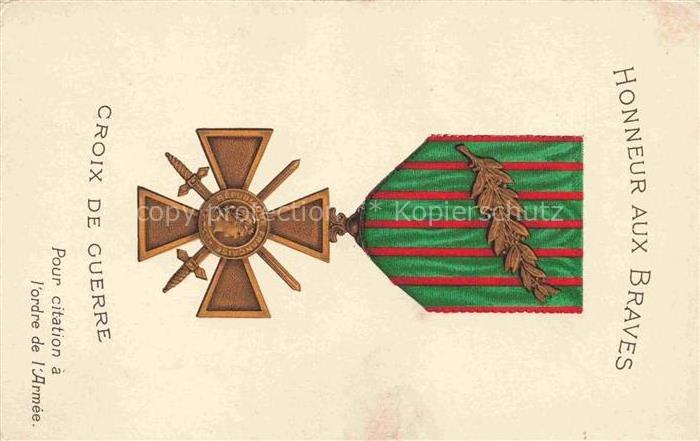 74019107 Militaria France Honneur aux Braves Croix de Cuerre