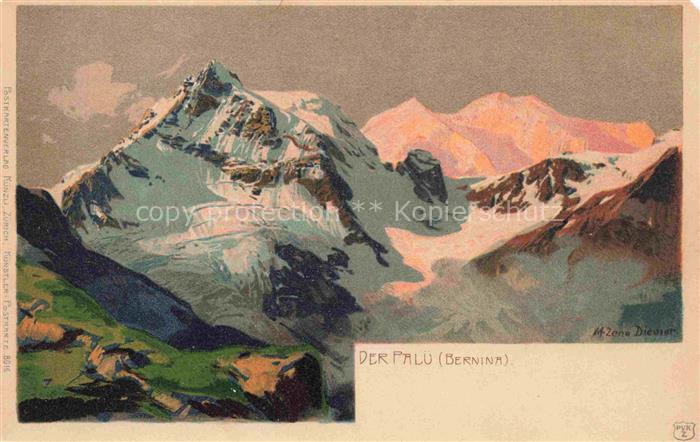 74018392 Diemer Zeno Kuenstlerkarte Litho Der Palue Bernina