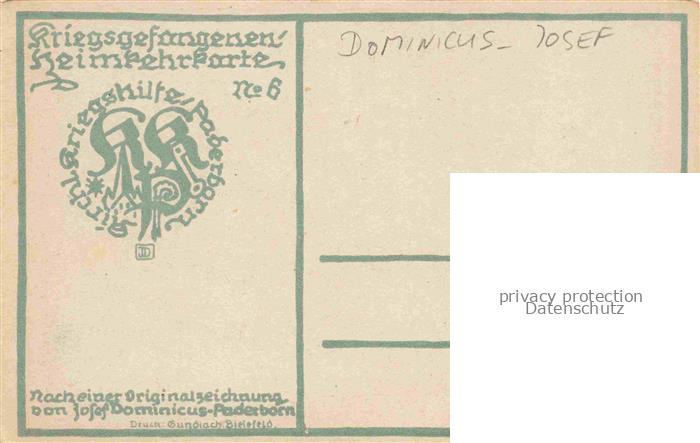 74018409 Dominicus Josef Paderborn Kuenstlerlitho Gruesse aus der Heimat