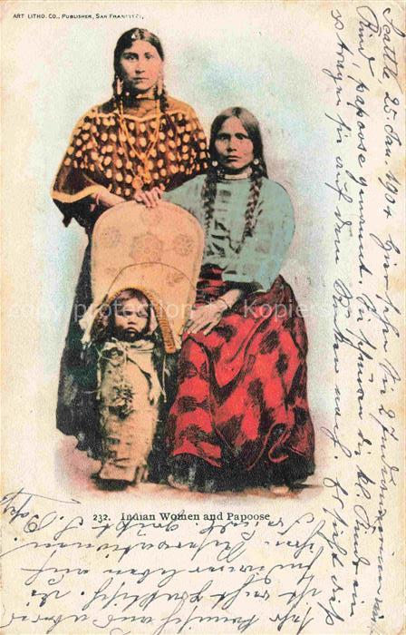 74018422 Indianer Native American Frauen Kinder Litho