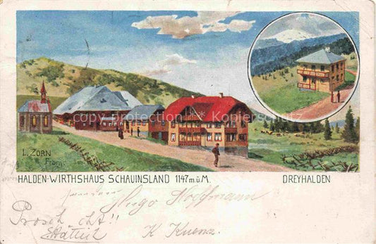 74018785 Zorn L. Kuenstlerlitho Dreyhalden Halden Wirthaus Schauinsland