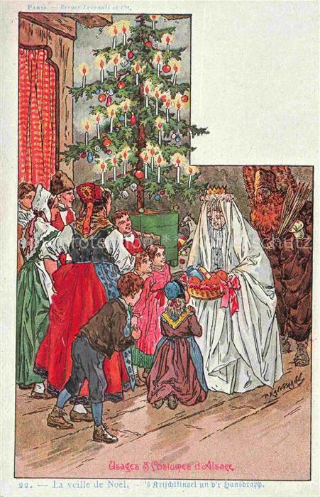 74019111 Kauffmann P. Alsace Elsass Kuenstlerlitho La veille de Noel