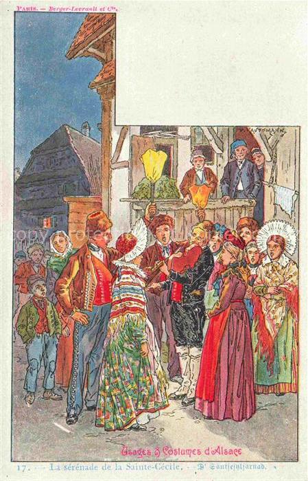 74019112 Kauffmann P. Alsace Elsass Kuenstlerlitho La serenade de la Sainte Ceci