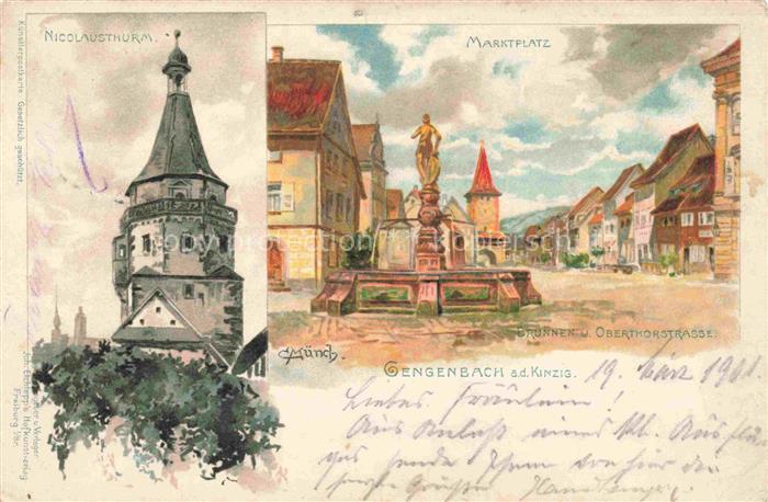 74018805 Muench C. Kuenstlerlitho Gengenbach a.d. Kinzig Marktplatz Litho