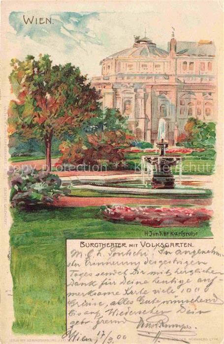 74019694 Junker H. Kuenstlerlitho Wien Burgtheater mit Volksgarten