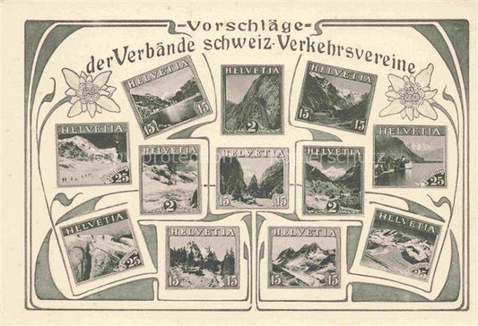 74020264 Briefmarkensprache auf Ak Verbaender Schweiz Verkehrsverein