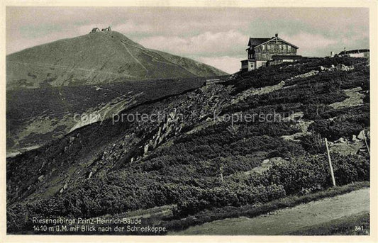 74029726 Prinz-Heinrich-Baude Riesengebirge PL mit Blick zur Schneekoppe