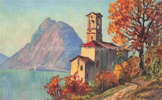 74032057 Kovasits Andor Kuenstlerkarte Lago di Lugano Castagnola