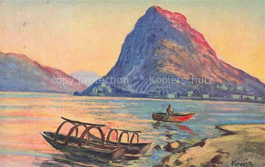 74032058 Kovasits Andor Kuenstlerkarte Lugano Monte S Salvadore Boote