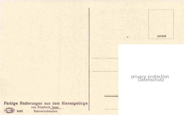 74032292 Iwan Friedrich Kuenstlerkarte Riesengebirge Bohnwiesbauden Schnee