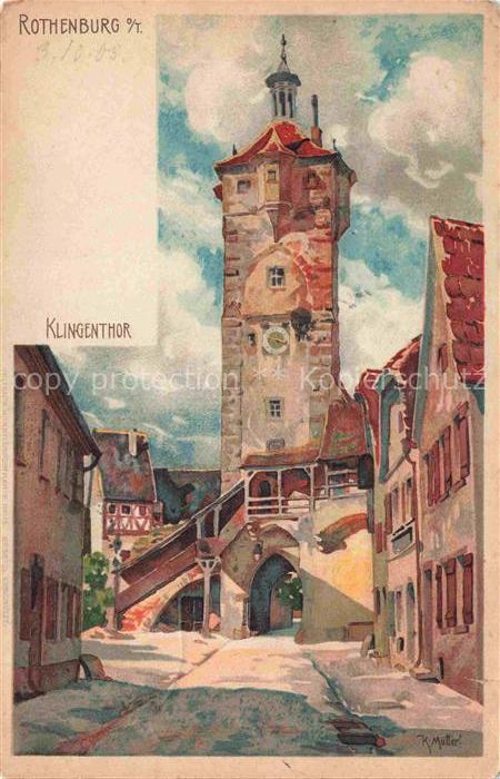 74033398 Mutter Karl Kuenstlerlitho Rothenburg Klingenthor