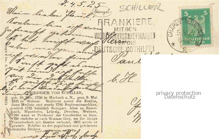 74033413 SCHILLER Friedrich Dichter Weimar Marbach