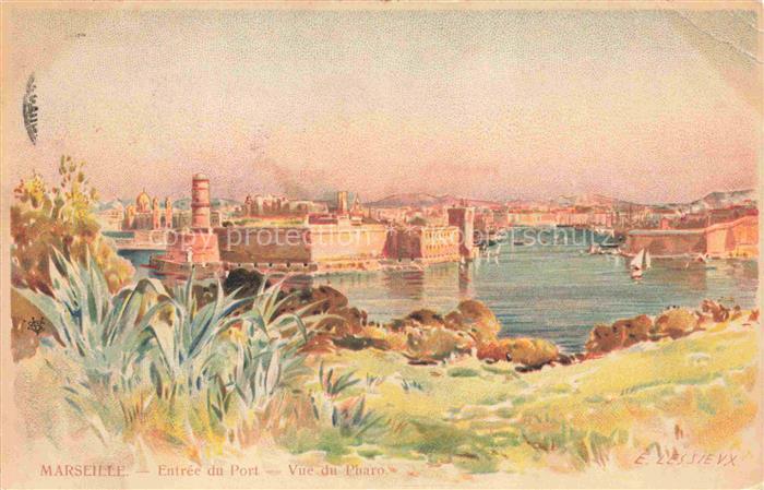 74033420 LEssIEUX Ernest (1848-1925) Kuenstlerlitho Marseille Port Pharo