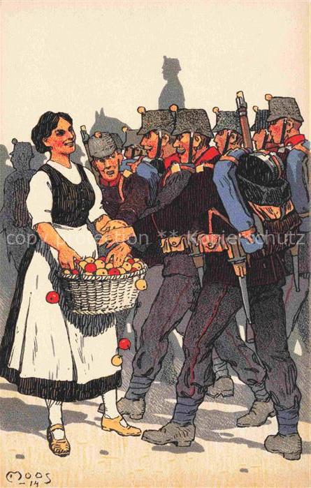 74033479 MOOS  Carl (1878-1959) Kuenstlerlitho Occupation des Frontieres 1914 Il