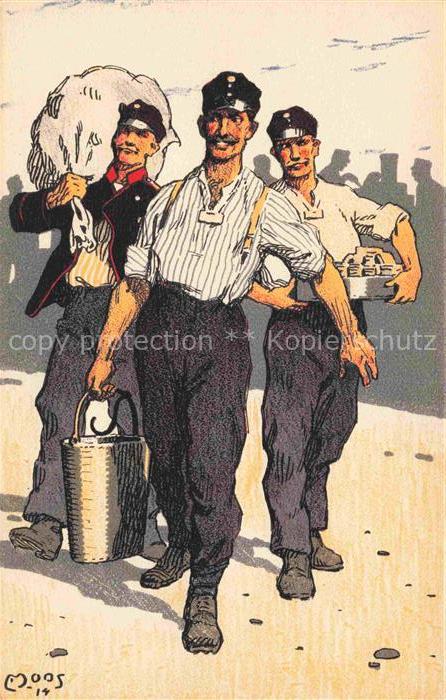 74033482 MOOS  Carl (1878-1959) Kuenstlerlitho Occupation des Frontieres 1914 Il