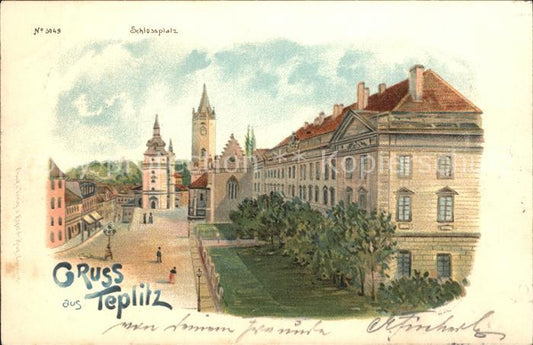 32204420 Teplitz-Schoenau Teplice Schlossplatz Litho