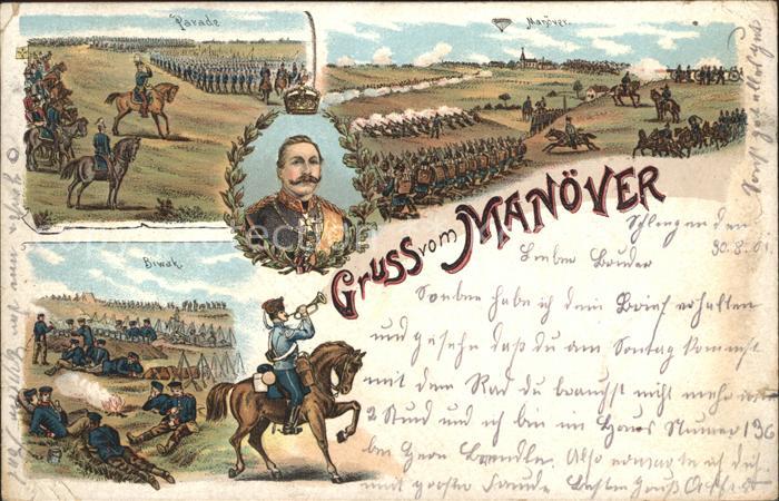 12300813 Wilhelm II Gruss vom Manoever WK 1 Litho