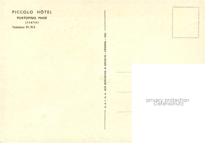 13477278 Portofino Ligurie Carte d'artiste Hôtel Piccolo