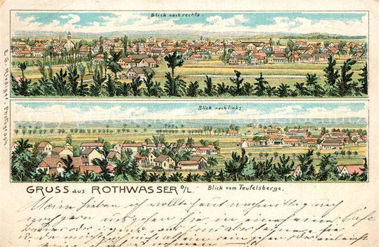 33549051 Rothwasser Oberlausitz Panorama Blick vom Teufelsberg Litho