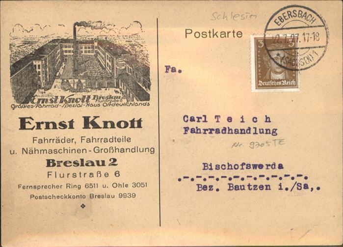 10910040 Breslau Niederschlesien Breslau Ernst Knott Fahrraeder x