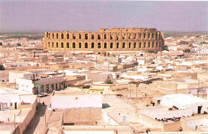 73993113 El Jem Tunisie Amphiteatre row of states from today built in roman weay