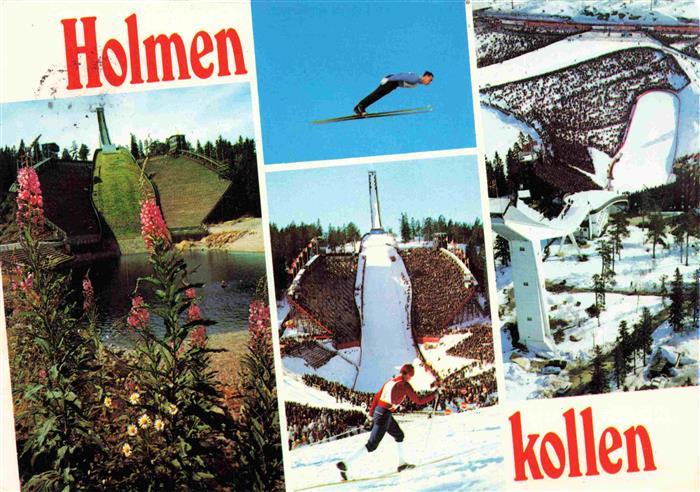 73993206 Holmenkollen Oslo Norway Sprungschanzen Skispringer Fliegeraufnahme