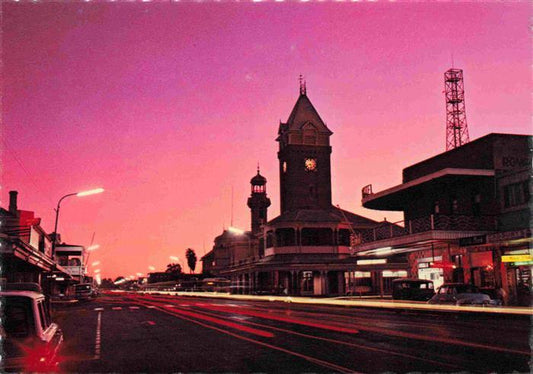 73994400 Broken Hill New South Wales Australia Argent Street silhouetted by a ra