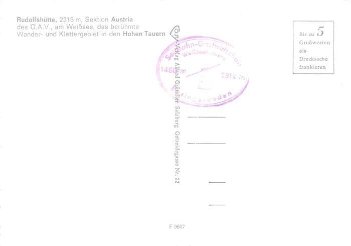 73994409 Rudolfshuette 2315m Weisssee AT Berghuette des oe.A.V. am Weisssee Wand
