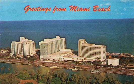 73996341 Miami Beach Fontaineblau and Eden Roc Hotels Fliegeraufnahme