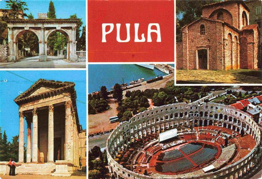 73996450 Pula Pola Croatia Teilansichten Tempel Amphitheater Kirche