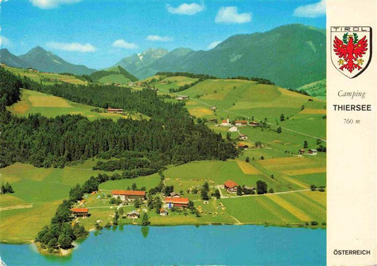 73996925 Thiersee Tirol AT Fliegeraufnahme mit Campingplatz Thiersee und Sonnwen