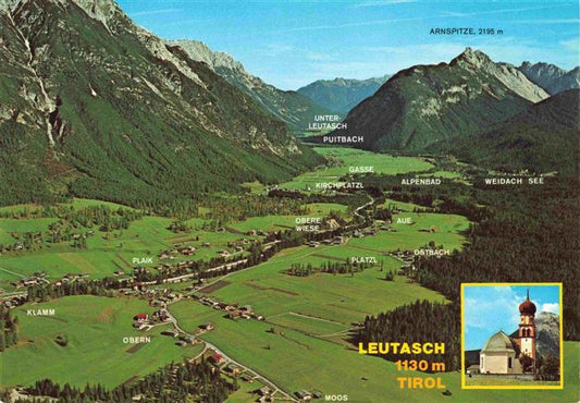 73996711 Leutasch Tirol AT Fliegeraufnahme mit Arnspitze Kirche