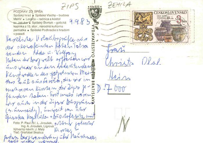 73998219 Spisa Zips Zehra Slovaquie Spissky hrad Spisske Vlachy Radnica a kostol