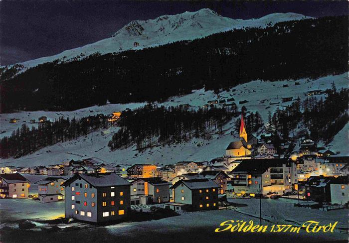 73998228 Soelden  oetztal AT bei Nacht mit Gaislachkogel