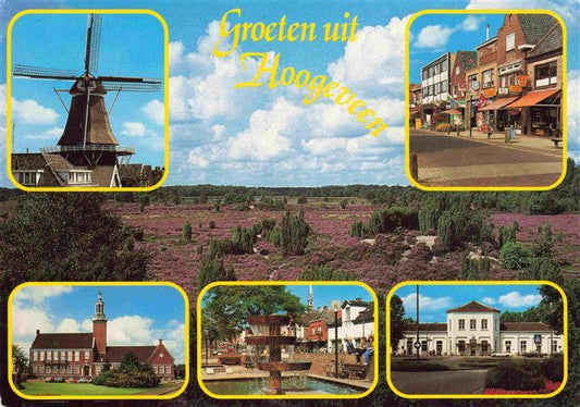 73998263 Hoogeveen NL Moulin à vent Panorama Église Fontaine École Village Street