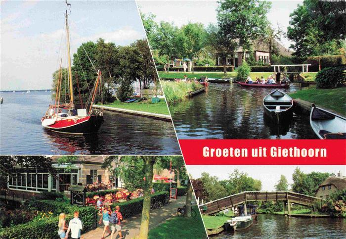 73998266 Giethoorn Overijssel NL Fishing boat Gondola pond Restaurant Bridge