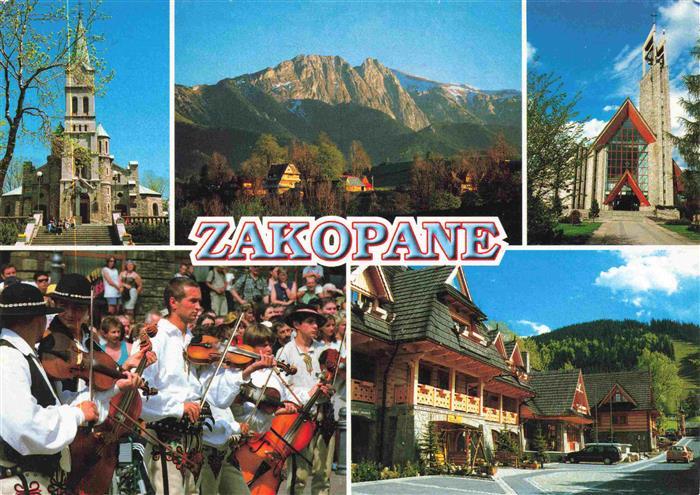 73998006 Zakopane Tatra PL Kosciol parafialny Giewont kosciol Sw Krzyza goralski