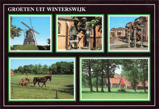 73999569 Winterswijk Gelderland NL Windmuehle Skulptur Ortspartie Pferdepflug Ba