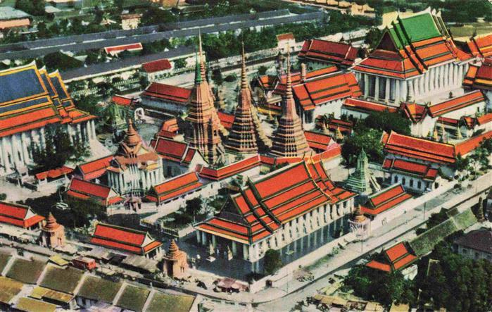 73999720 Bangkok Thailand Wat Po Temple aerial photography