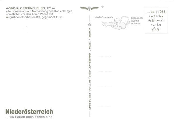 74000894 Klosterneuburg Augustiner Chorherrenstift Donaupartie Fliegeraufnahme